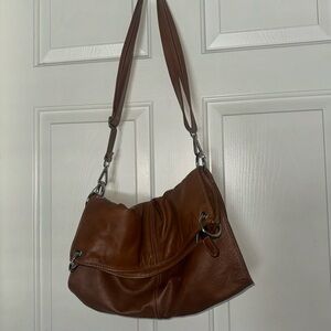 Stylish Brown Leather Crossbody Bag DYMS Natural Pampa Leather